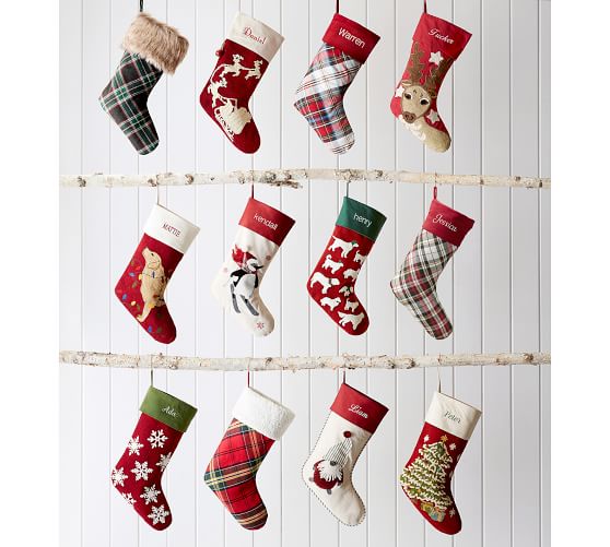 Personalized Holiday Icons Crewel Stockings Pottery Barn