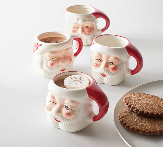 Santa Claus Mugs Set Of 4 Assorted Pottery Barn