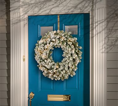 Pre Lit Faux Sheffield Spruce Flocked Wreath Garland