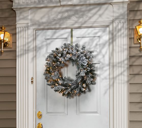 Pre Lit Colored Faux Sheffield Spruce Flocked Wreath Garland