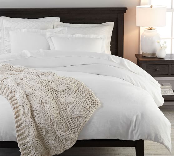 Belgian Flax Linen Duvet Cover King Cal King White Pottery Barn