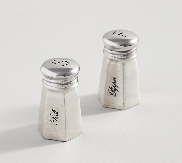 Antique Silver Sentiment Salt & Pepper Shakers