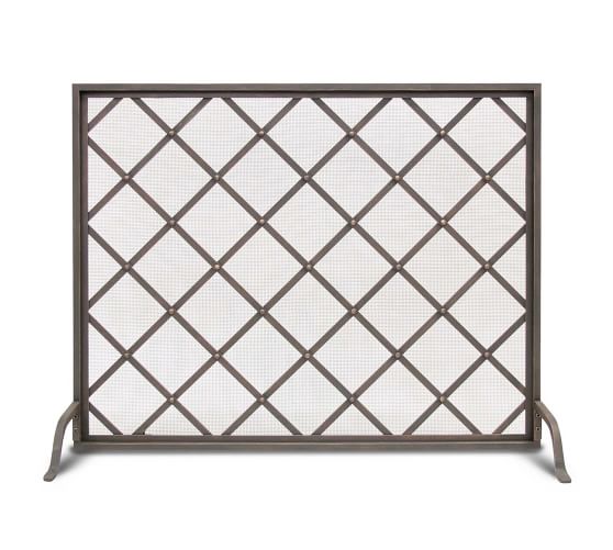 Iron Weave Single Panel Fireplace Screens Pottery Barn