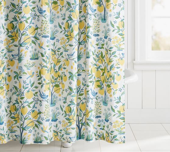 Capri Lemon Tree Print Organic Shower Curtain Pottery Barn
