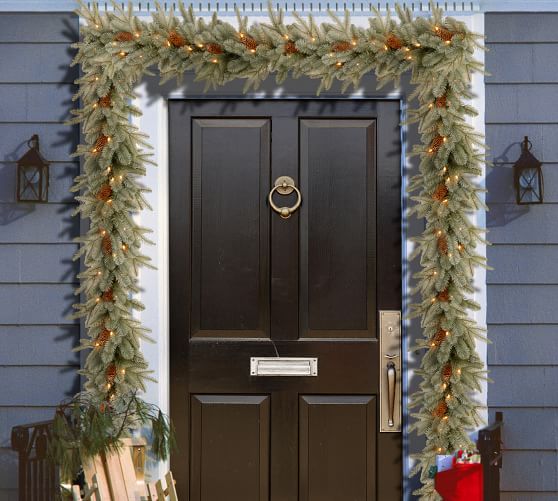 Pre Lit Faux Arctic Spruce Wreath Garland Pottery Barn