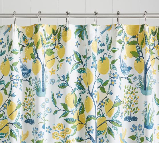 Capri Lemon Tree Print Organic Shower Curtain Pottery Barn