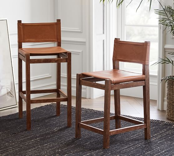 Monti Real Leather Bar Stools With Backs Danetti