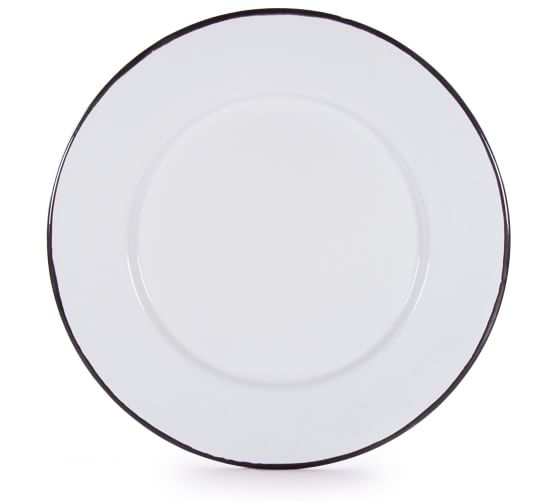 Glampware Black Rim Enamel Dinner Plate Sets Pottery Barn Black Rim Enamel Dinner Plate Sets