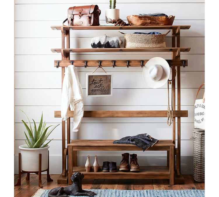 Declan Entry Bench Burnished Pine Pottery Barn