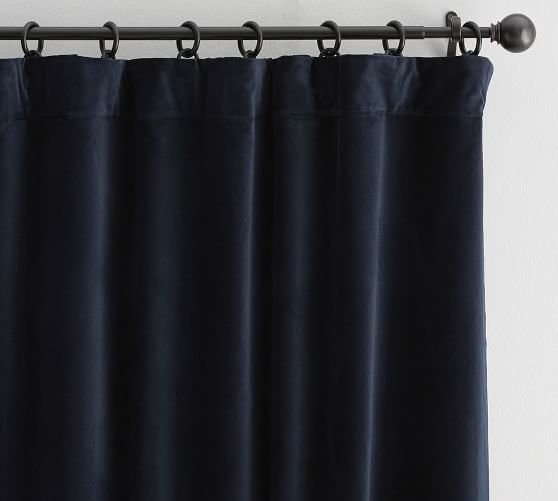 Velvet Twill Curtain Navy Pottery Barn