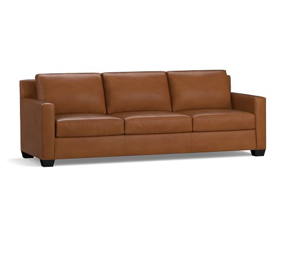York Square Arm Leather Sofa Collection Pottery Barn