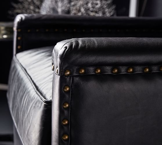 Tyler Leather Square Arm Recliner With Nailheads Pottery Barn