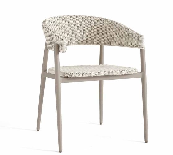 Antigua All Weather Wicker Dining Armchair Fog Gray Pottery Barn
