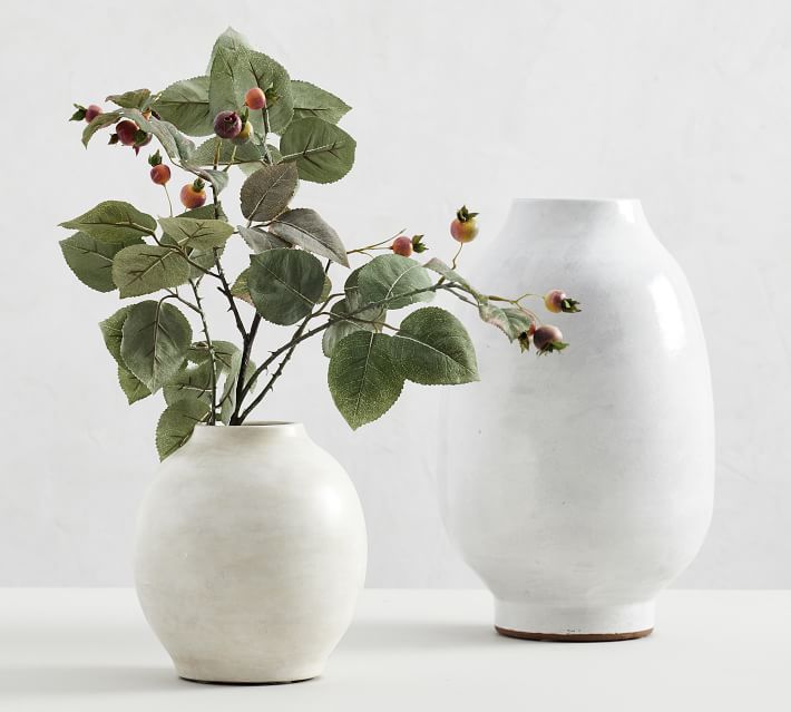 Quin Ceramic Vase, White - Medium