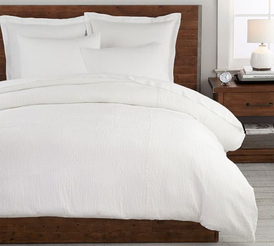 Beck Ruched Cotton Duvet Cover Shams White Pottery Barn