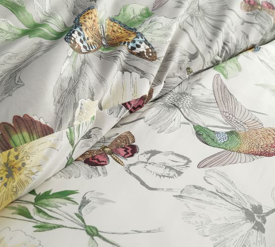 Hummingbird Reversible Percale Patterned Duvet Cover Sham