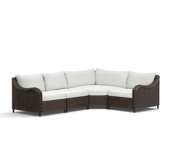 Torrey All Weather Wicker Roll Arm Wedge Outdoor Sectional Set