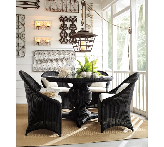 Palmetto All Weather Wicker Dining Chair Black Pottery Barn
