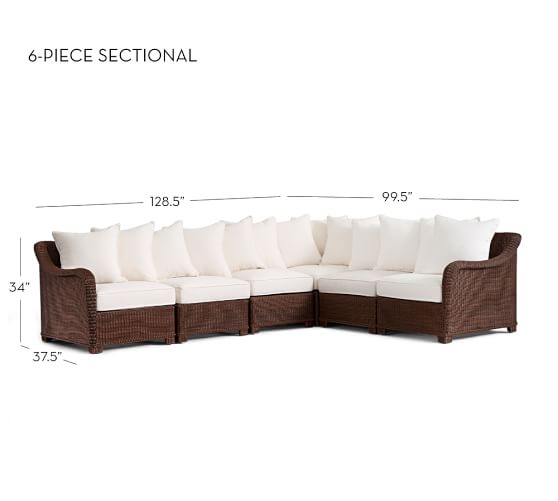 Palmetto AllWeather Wicker Outdoor Sectional Set, Honey Pottery Barn