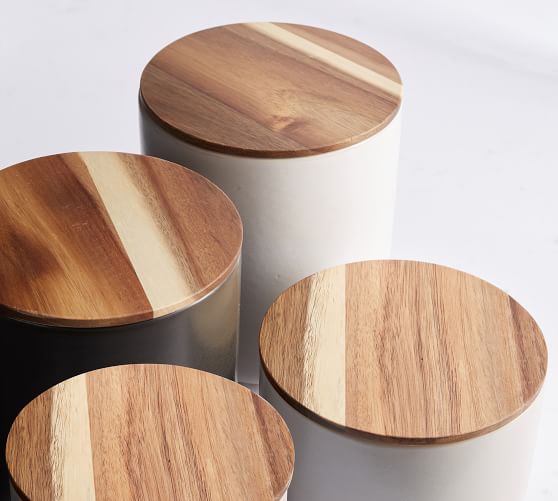 Mason Acacia Wood Lids Set Of 4 Pottery Barn