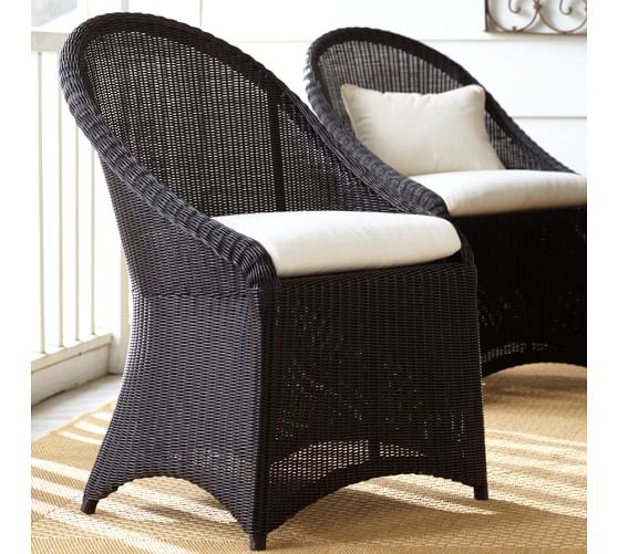 Palmetto All Weather Wicker Dining Chair Black Pottery Barn