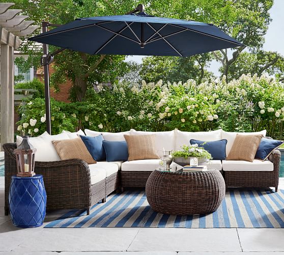 Torrey All Weather Wicker Roll Arm Outdoor Sectional Set Espresso