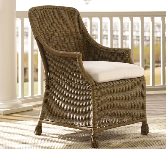 Saybrook All Weather Wicker Dining Armchair Natural Pottery Barn