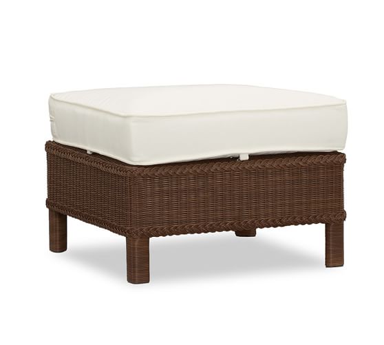 Palmetto All Weather Wicker Lounge Ottoman Honey Pottery Barn