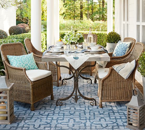 Saybrook All Weather Wicker Dining Armchair Natural Pottery Barn Saybrook All Weather Wicker Dining