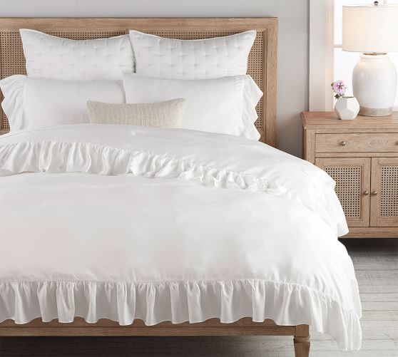 Tencel Ruffle Duvet Cover Shams White Pottery Barn