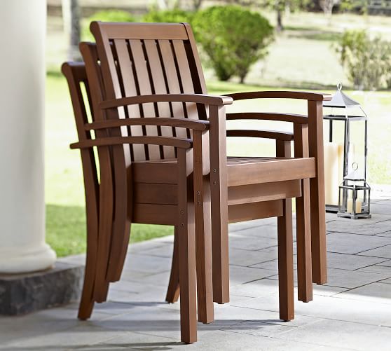 Chatham Stacking Dining Armchairs Honey Pottery Barn