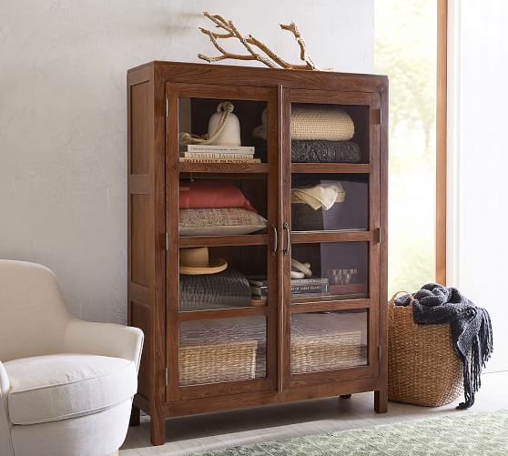 Menlo Reclaimed Teak Storage Cabinet Pottery Barn