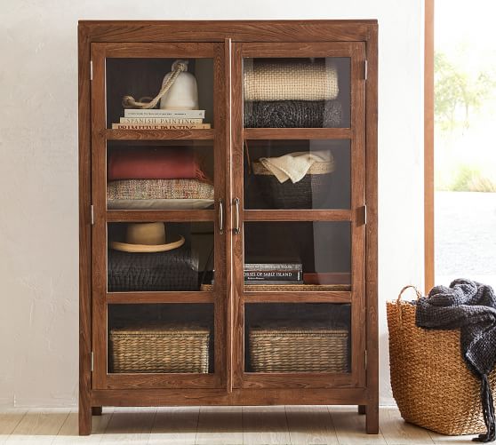 Menlo Reclaimed Teak Storage Cabinet Pottery Barn