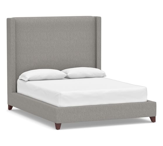 Harper Upholstered Tall Bed King, Charcoal Pottery Barn