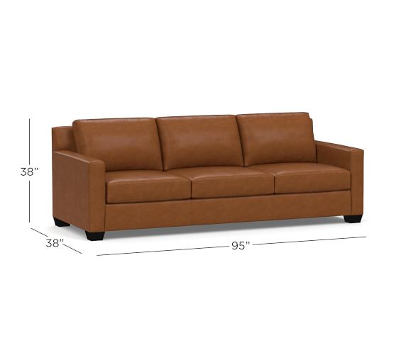 York Square Arm Leather Sofa Collection Pottery Barn