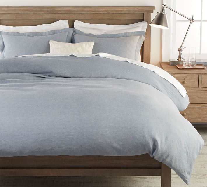 Belgian Flax Linen Duvet Cover & Shams Chambray Pottery Barn