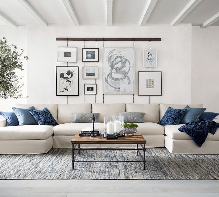 Big Sur Square Arm Slipcovered UChaise Double Sectional Pottery Barn