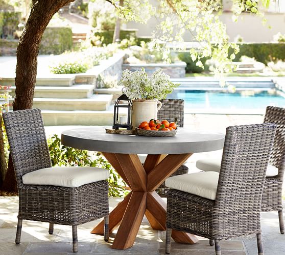 Abbott Brown Round Dining Table Huntington All Weather Wicker