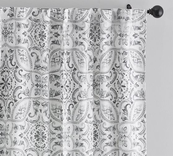 Selby Tile Curtain Set Of 2 Gray Pottery Barn