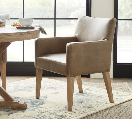 Pb Classic Leather Dining Armchairs Pottery Barn