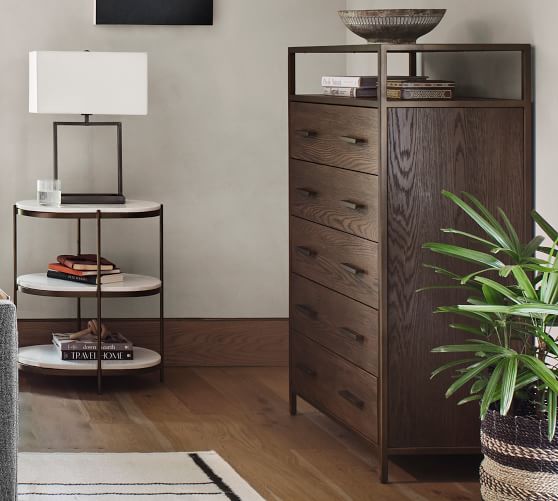 Modern Oak 5 Drawer Tall Dresser Pottery Barn