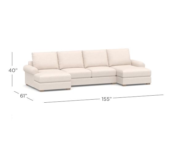 Canyon Roll Arm Upholstered UShaped Chaise Sectional Pottery Barn