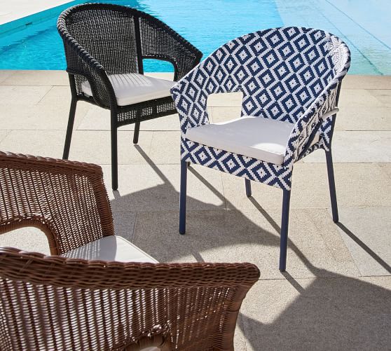 Palmetto All Weather Wicker Stacking Dining Armchair Honey Weather Wicker Stacking Dining Armchair