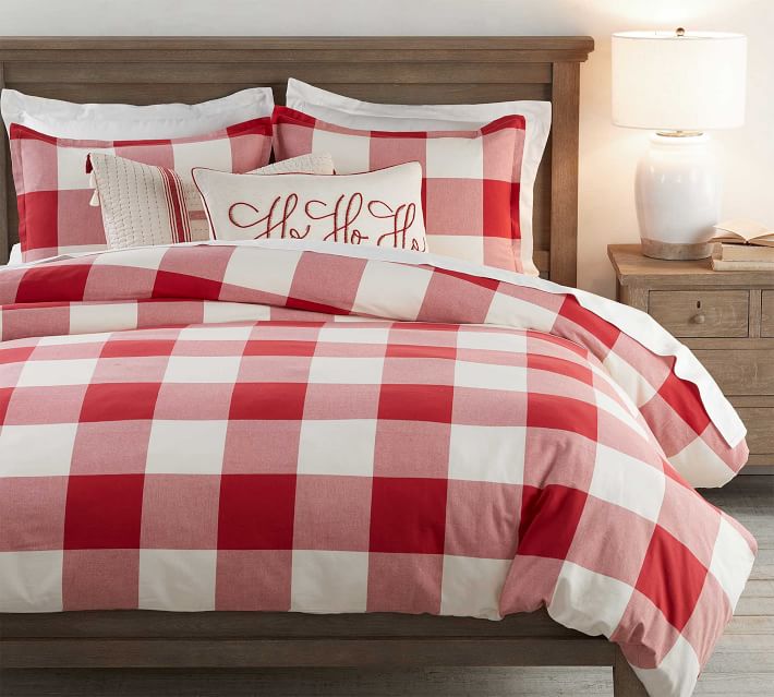 Buffalo Check Cotton Duvet Cover & Shams Cherry/Ivory Pottery Barn