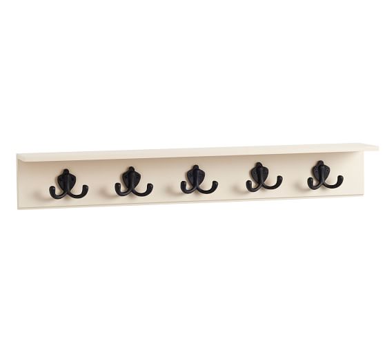 Wade Entryway Shelf With Row Of Wall Hooks White Wall