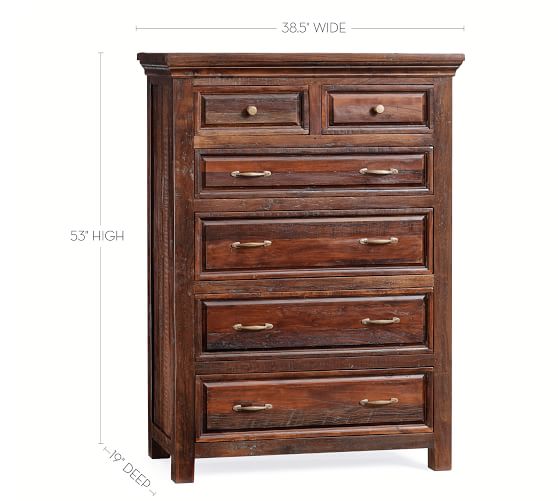 Bowry Reclaimed Wood 6 Drawer Tall Dresser Pottery Barn