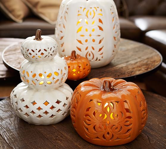 Filigree Punched Ceramic Pumpkins Pottery Barn