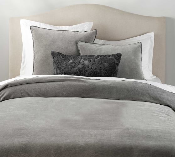 Velvet Fringe Solid Duvet Cover Flagstone Pottery Barn
