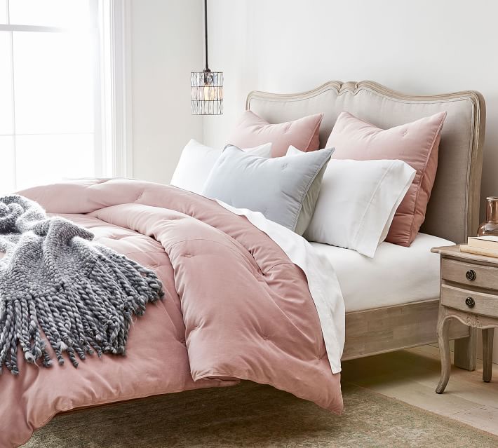 Reign Velvet Comforter Gray Pottery Barn