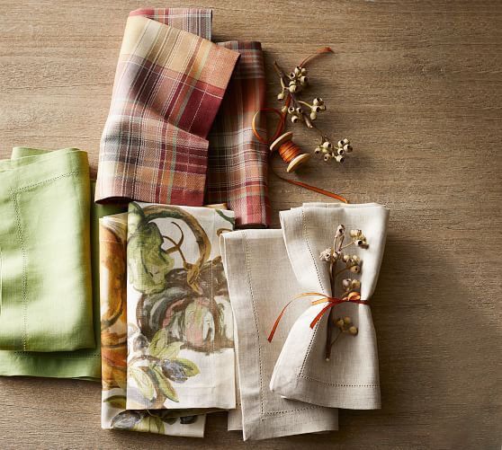 Harvest Pumpkin Napkins, Set of 4 | Pottery Barn